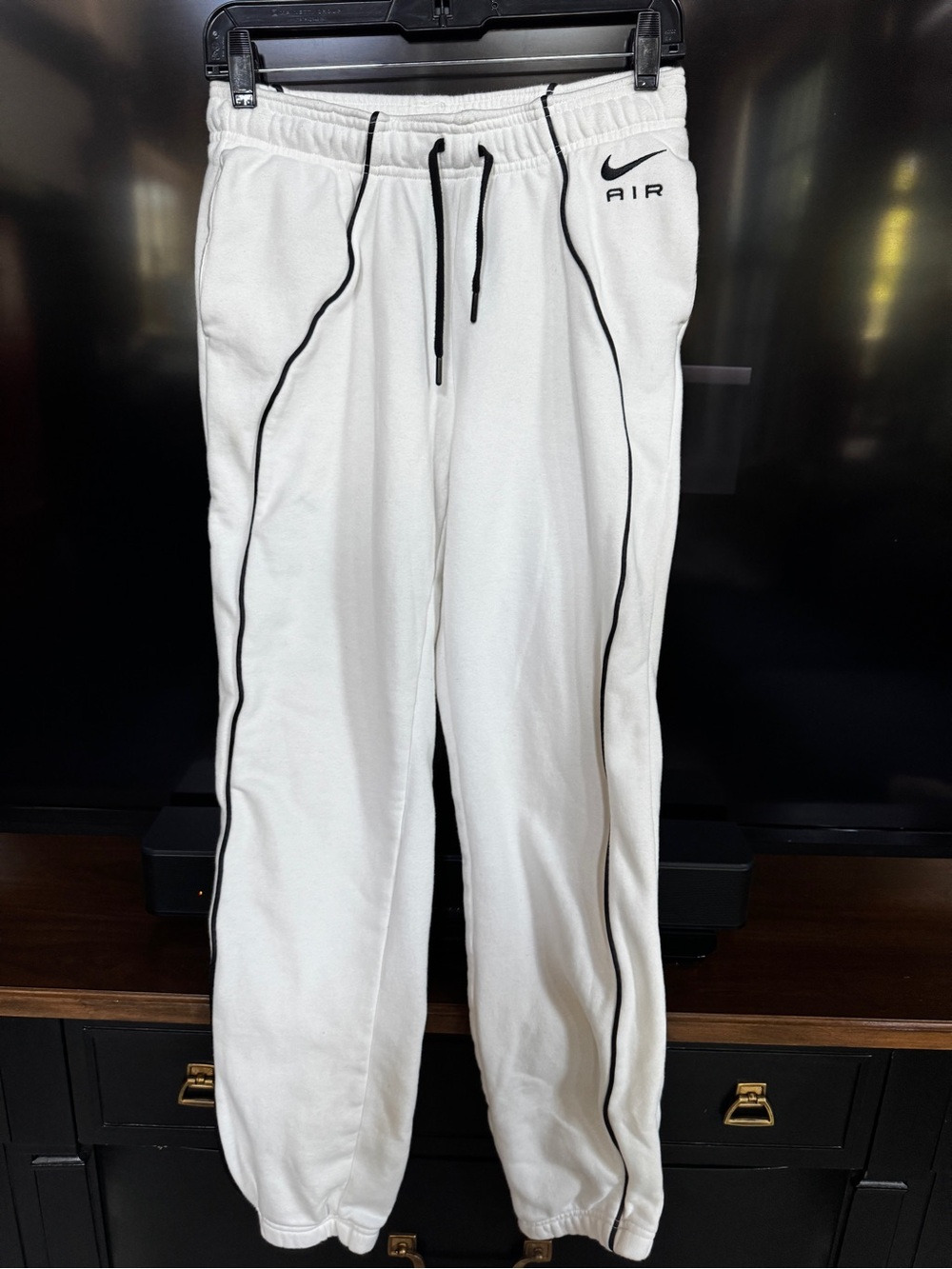 Nike White Track Pants with Black Piping